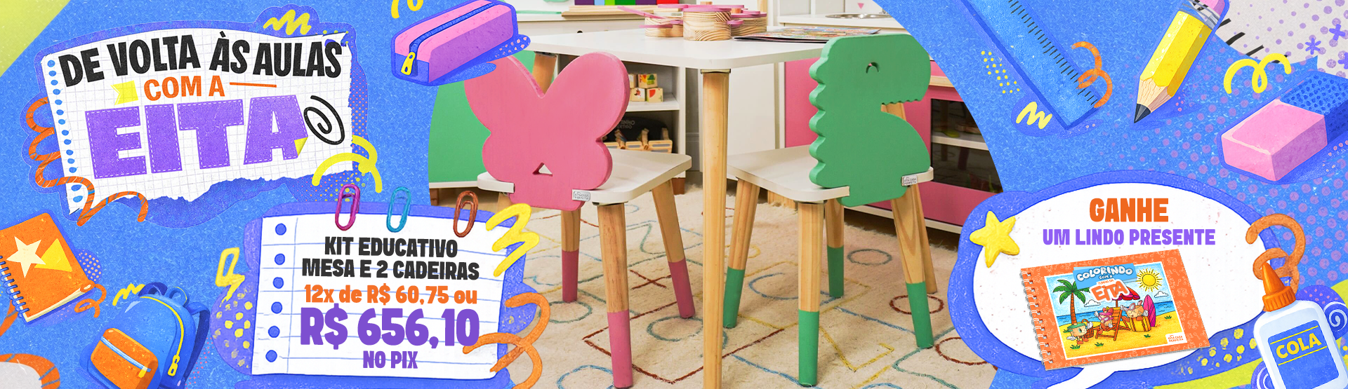 Banner Desk Volta as Aulas Jan Mesa Cadeira